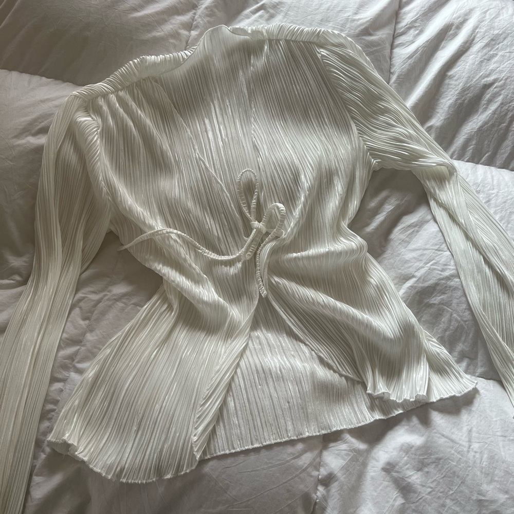 Tie Front Pleated Women's Top